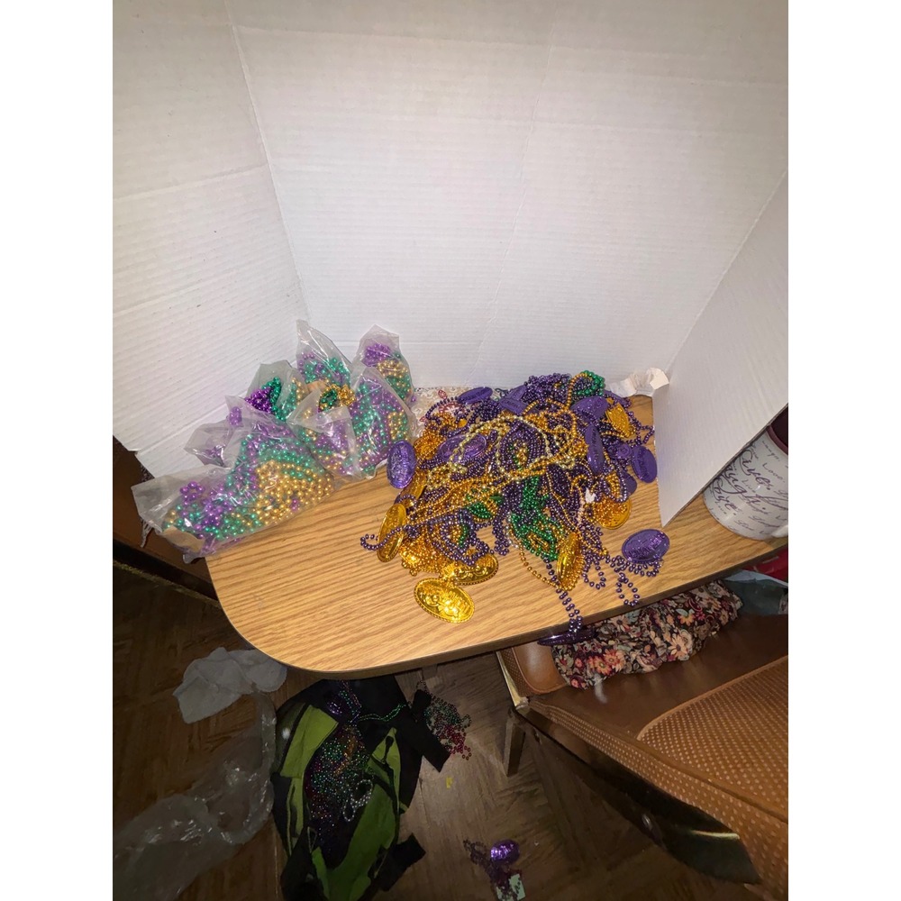 Mardi Gras Beads Bulk Lot Southern Comfort Medallion Necklaces with Tote Bag